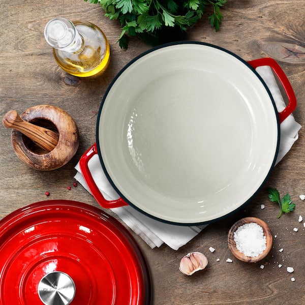 Cast Iron Dutch Oven with Lid - Enamel Pot - Stovetop and Oven