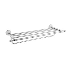 Arora 24 in. Double Towel Rack in White Porcelain and Polished Chrome
