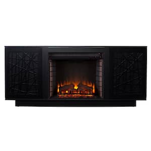 Delgrave Electric Media Fireplace with Storage in Black