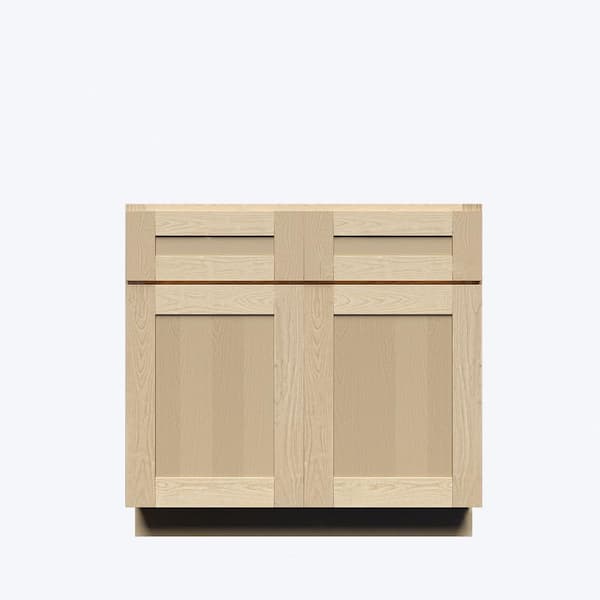LIFEART CABINETRY Lancaster Shaker Assembled 36 in. x 34.5 in. x 24 in. Sink Base Cabinet with 2-Doors in Natural Wood