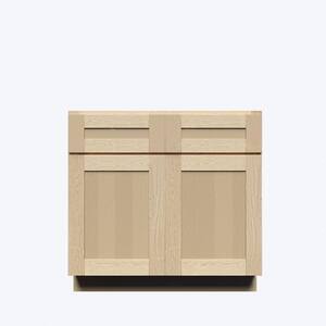 39 in. x 34.5 in. x 24 in. Lancaster Shaker Assembled Sink Base Cabinet with 2-Doors in Natural Wood