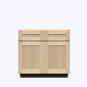 Lancaster Shaker Assembled 42 in. x 34.5 in. x 24 in. Sink Base Cabinet with 2 Doors in Natural Wood