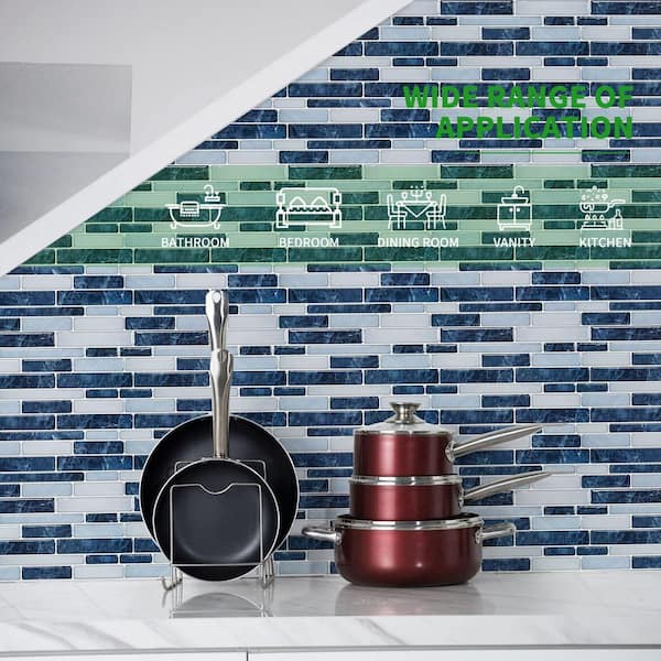 C-Stones Midnight Blue 11.6 in. x 10.5 in. Vinyl Peel and Stick Backsplash Tile for Kitchen (8.7 sq. ft. / pack)