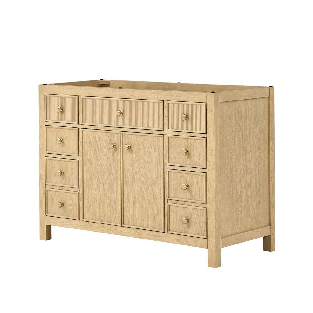 Rian 47 in. Freestanding Bath Vanity Cabinet without Top in Scandinavian Oak with Satin Bronze Trim price history on PriceWatchPro
