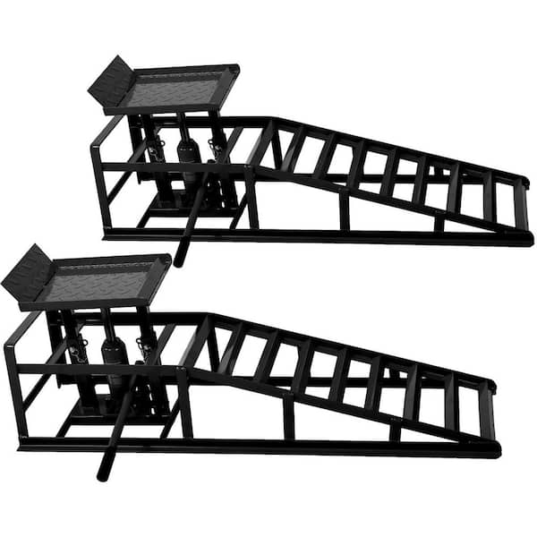 2 Pack 5 Ton Black Steel Auto Car Truck Service Ramps Lifts, Garage Car Lift Hydraulic Ramps