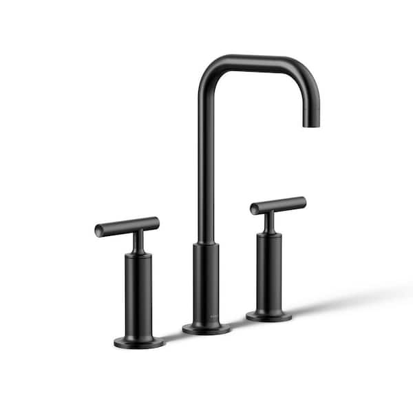 KOHLER Purist 8 in. Widespread 2-Handle 1.2 GPM Bathroom Faucet with Lever Handles in Matte Black