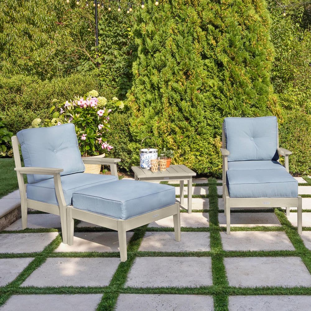 Lehigh Whitewash 5Pc Recycled Plastic Patio Conversation Deep Seating Set with Ottoman & Sunbrella Bliss Dew Cushions price history on PriceWatchPro