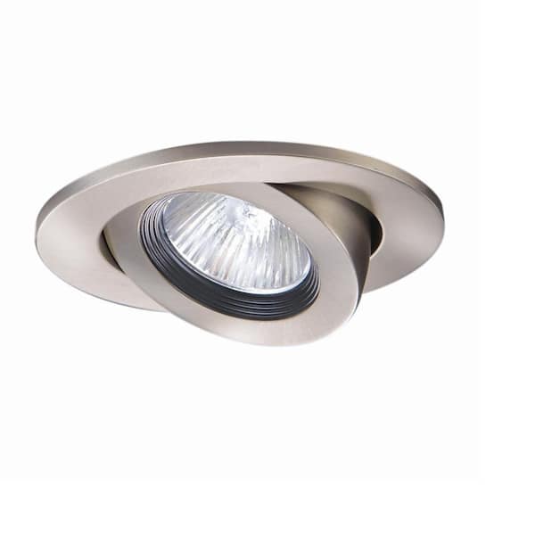 HALO 3 in. Satin Nickel Recessed Ceiling Light Trim with Adjustable Gimbal
