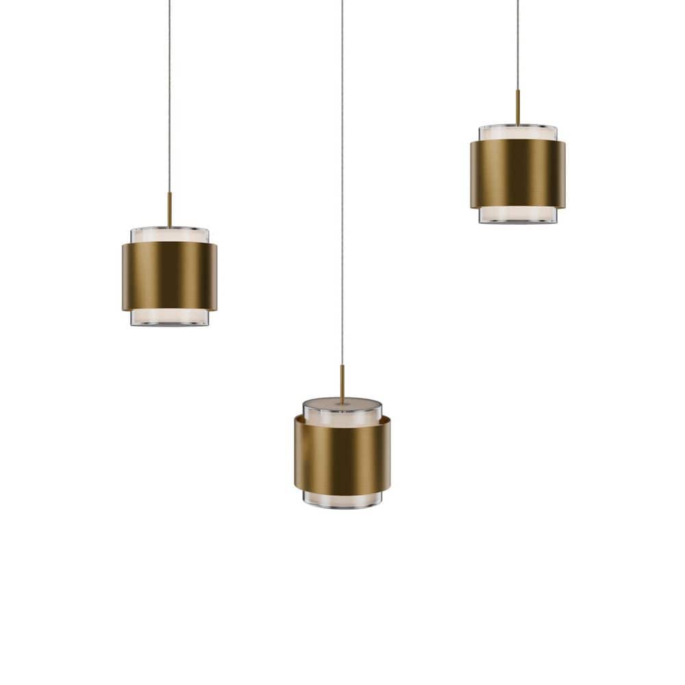 Banded 3-Light Aged Brass Integrated LED Linear Pendant Light Selectable 4CCT 2700K-3000K-3500K-4000K price history on PriceWatchPro