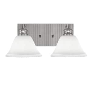 Albany 15.75 in. 2-Light Brushed Nickel Vanity Light with White Muslin Glass Shades