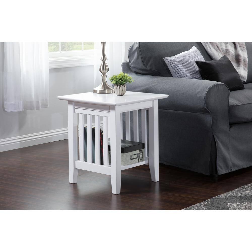 Atlantic Mission 20" White Solid Hardwood Square End Table