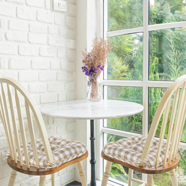 Buffalo Check Taupe Checkered Tufted Seat Cushion Chair Pad (Set of 2)