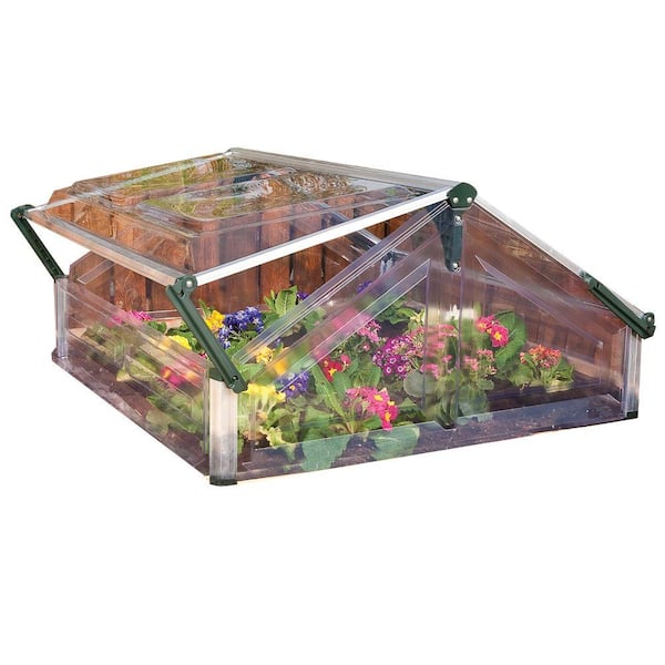 Palram Cold Frame Double 3 ft. 6 in. x 3 ft. 5 in. Mini Garden Greenhouse