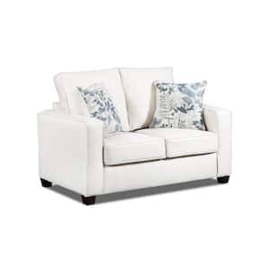 Relay Mist 59 in. Cream Washed Tweed Polyester 2-Seats Loveseat with 2-Decorative Throw Pillows
