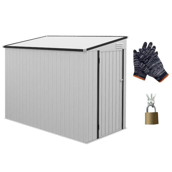 White 4 ft. W x 7.7 ft. D Metal Shed with Lockable Door and 2-Air Vents (30.8 sq. ft. )
