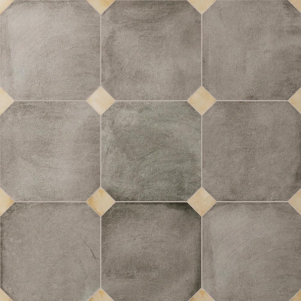 Laverton Octagon Grafito with Taco Beige 8 in. x 8 in. Porcelain Floor and Wall Tile (11.25 sq. ft./Case)