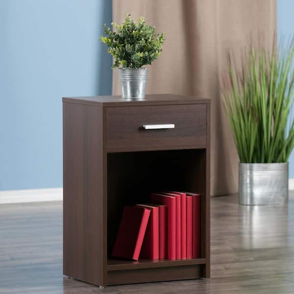 WINSOME WOOD Rennick 15.75 in. W Cocoa Nightstand 1-Drawer Accent Table