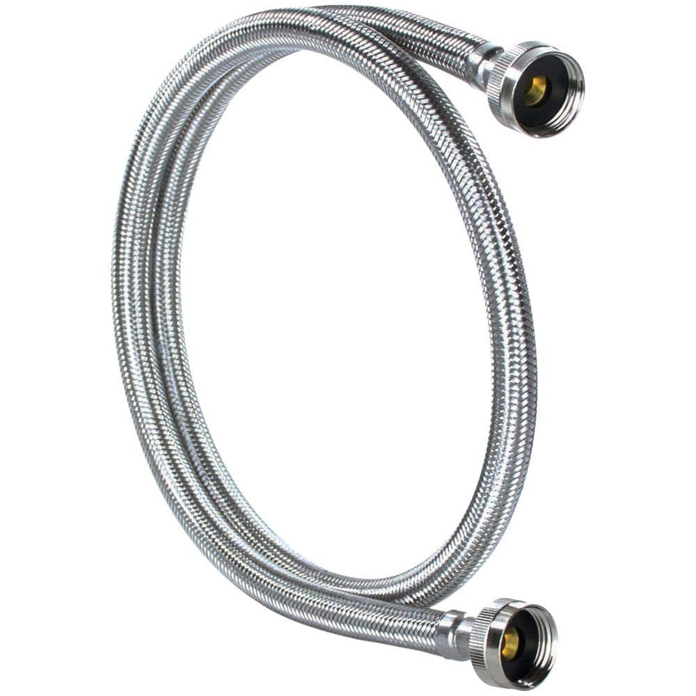 5ft Braided Stainless Steel Washing Machine Hoses, 2 Pack