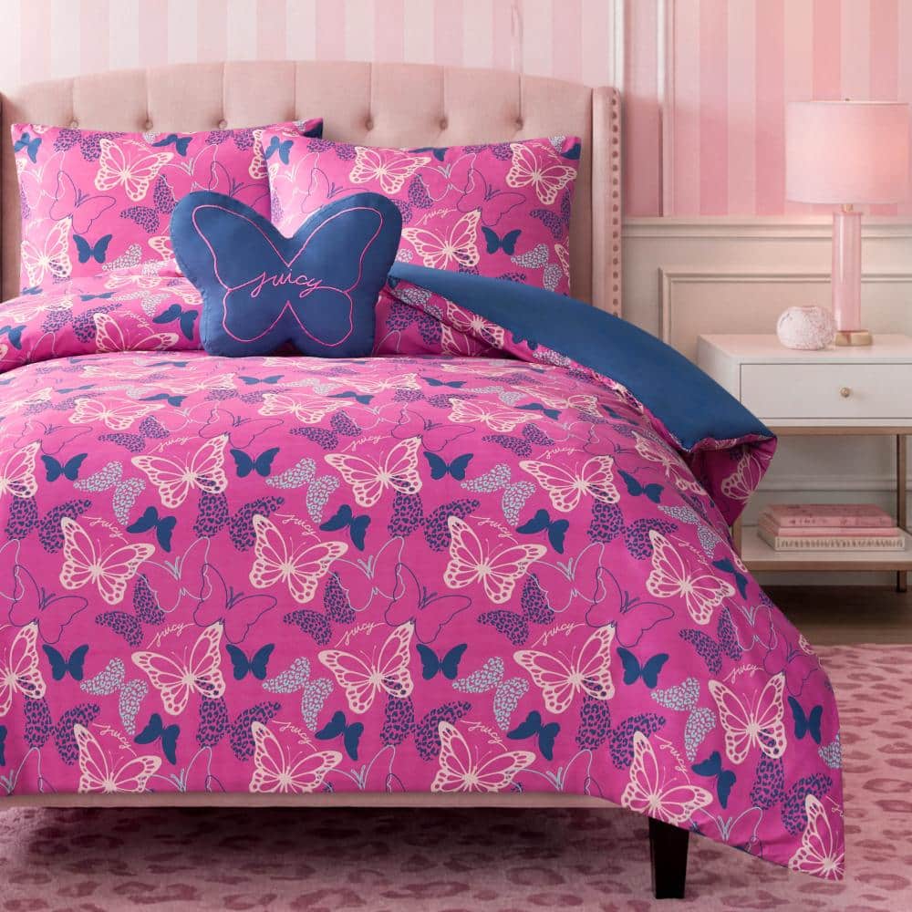 Wild Butterfly Toss 3-Piece Pink Animal Print Microfiber Twin Kids Comforter Set price history on PriceWatchPro