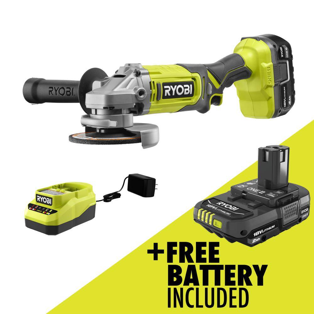 ONE+ 18V Cordless 4-1/2 in. Angle Grinder Kit with 4.0 Ah Battery and Charger with FREE 2.0 Ah Battery
