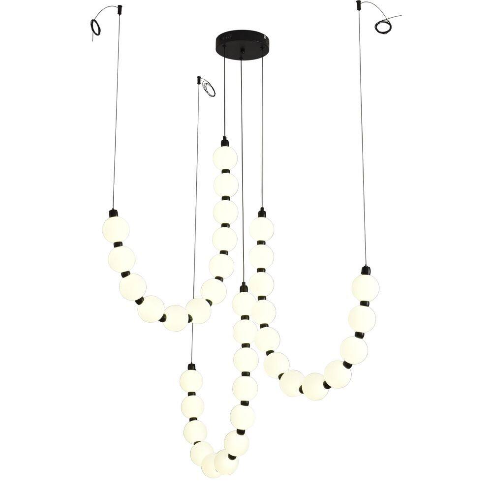 7.08 in. 36-Light Modern LED Chandelier,Black Pendant Light with White Acrylic Shade,Globe Chandeliers for High Ceilings price history on PriceWatchPro