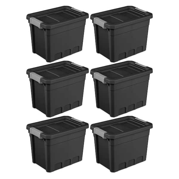 Sterilite 7.5 gal. Rugged Industrial Storage Totes with Latch Lid in Black (6-Pack)