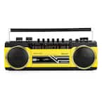 Retro Radio and Cassette Boombox with Bluetooth in Yellow
