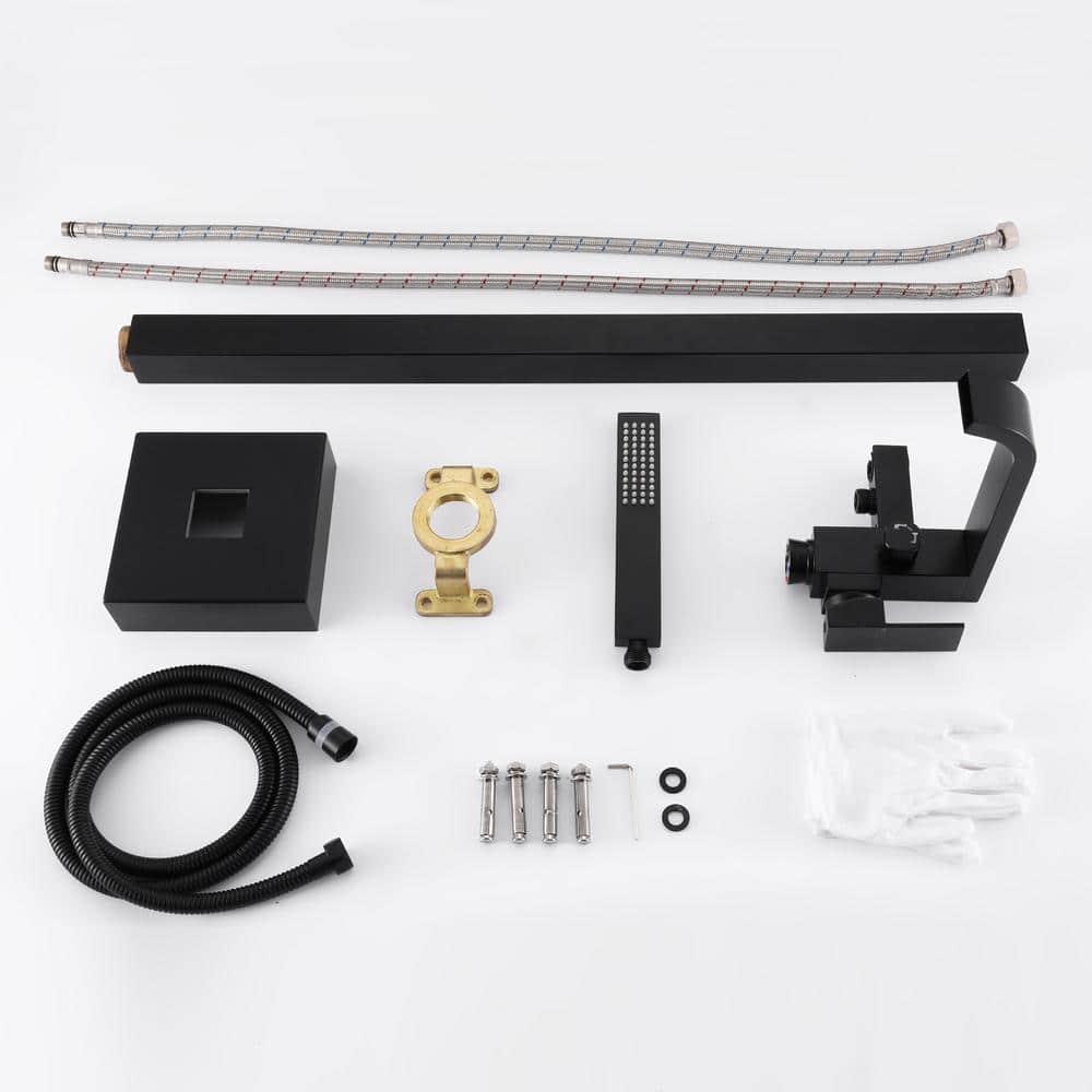 Matte Black Brass Floor-Mounted Freestanding Tub Filler