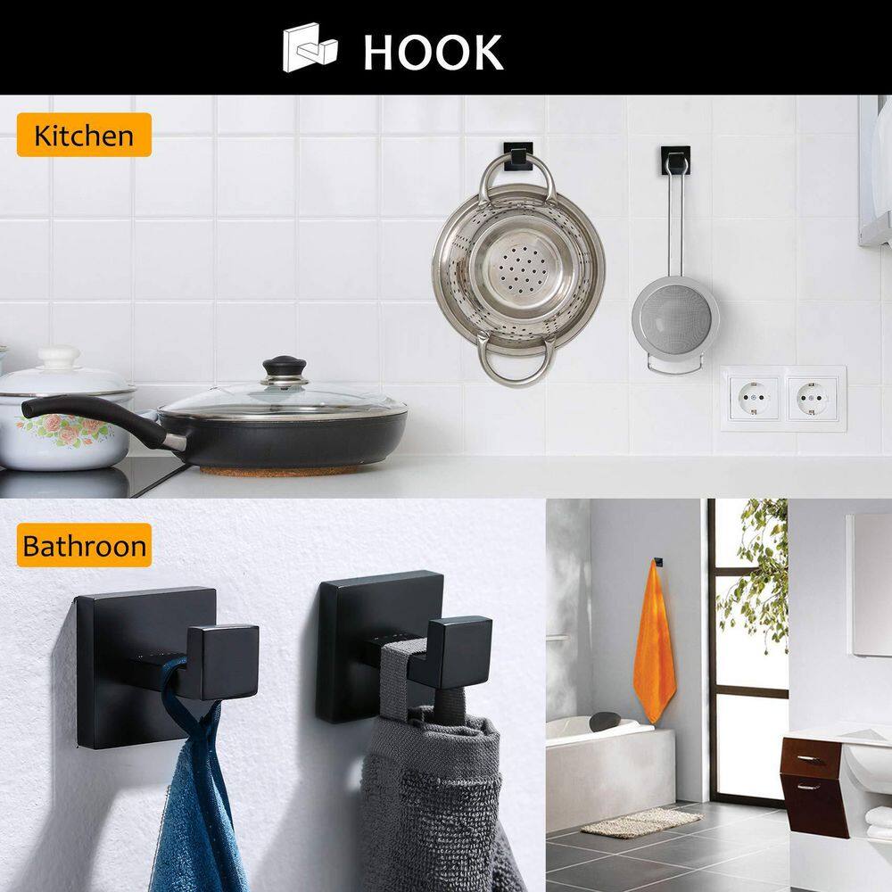 Matte Black 5-Piece Stainless Steel Bathroom Hardware Set