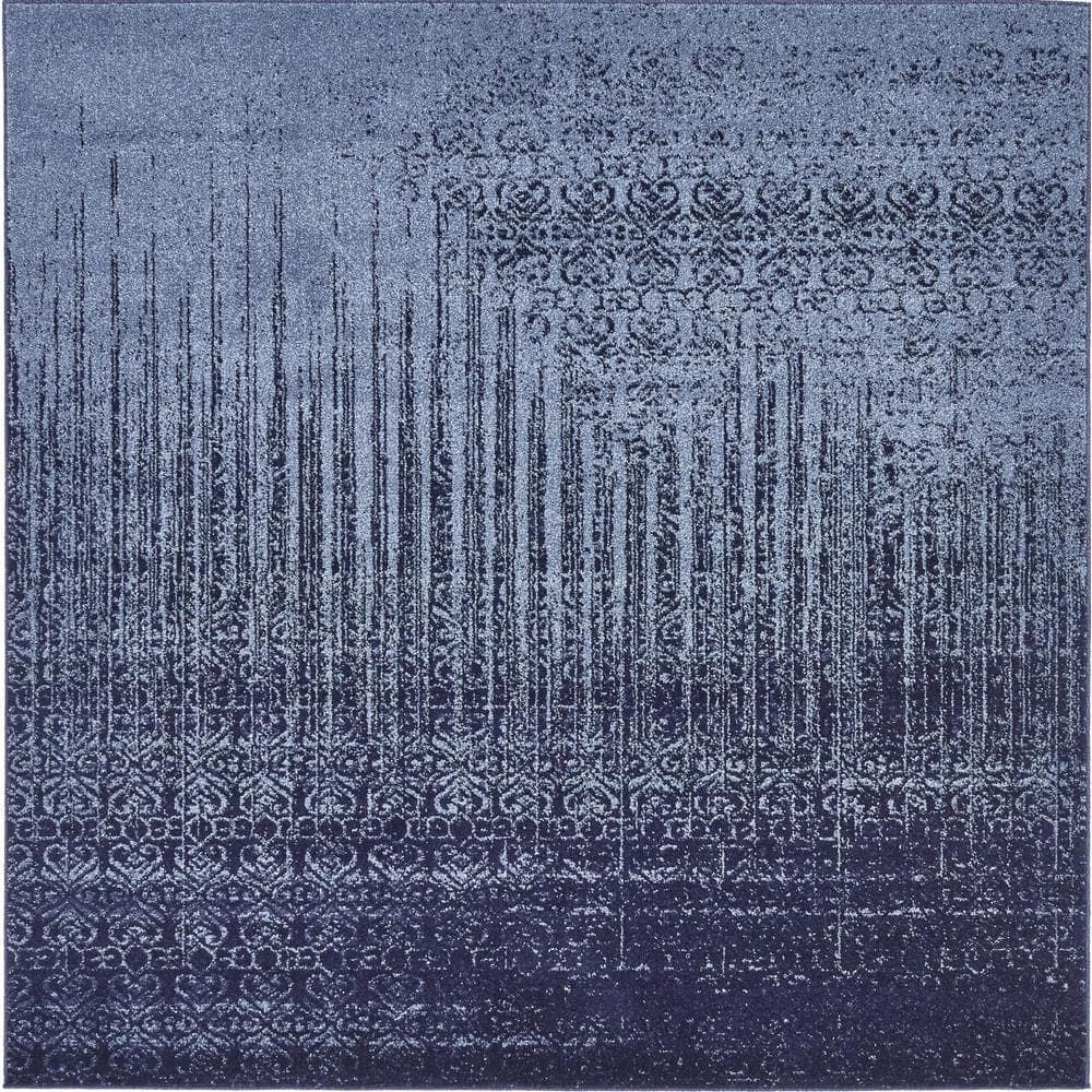 Modern Indigo Square Synthetic Tufted Rug - Easy Care & Stain-Resistant