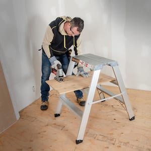 BuildMan Grade 3-ft. Work Stand Sawhorse, Small Step Ladder for Home Improvement or Construction Scaffolding Work Bench