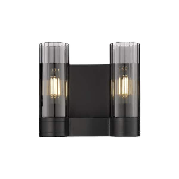 Innovations Empire 10.5 in. 2-Light Matte Black Wall Sconce with Glass Shade