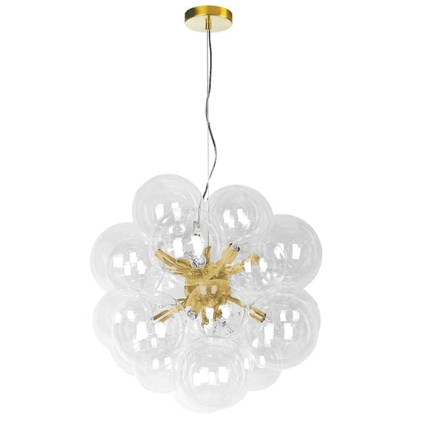 Dainolite Comet 6 Light Halogen Pendant, Aged Brass with Clear Glass CMT-206P-CLR-AGB