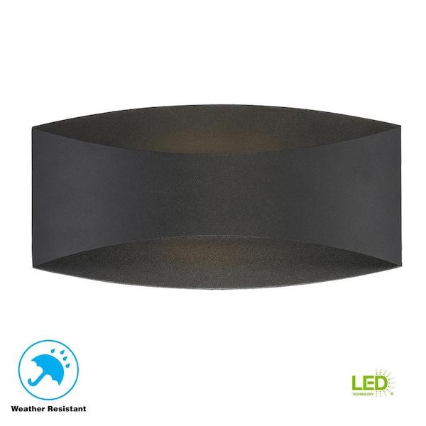 Greeleyville 5 in. 2-Light Sand Black Integrated LED Outdoor Wall Light Lantern Sconce with Frosted Glass