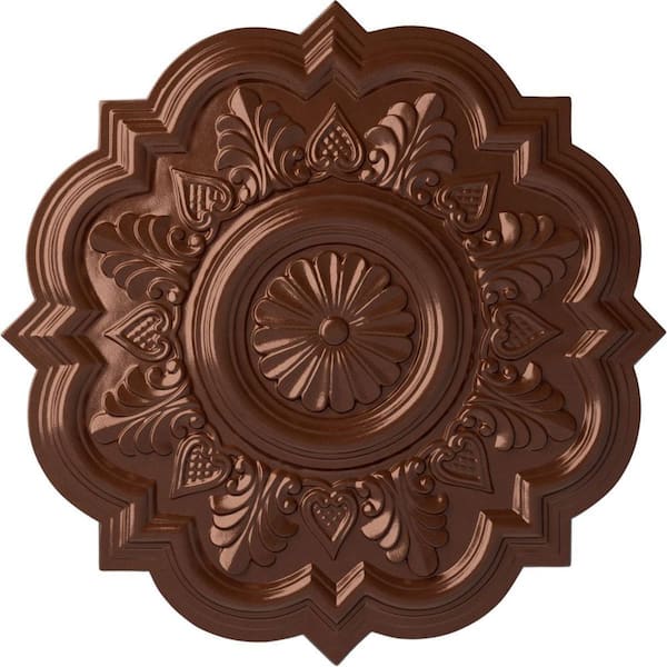 Ekena Millwork 20-1/4 in. x 1-1/2 in. Deria Urethane Ceiling Medallion (Fits Canopies upto 6 in.), Copper Penny