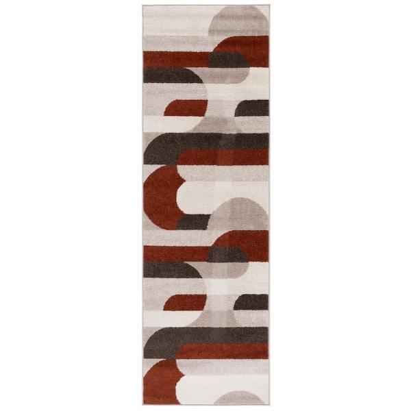 Adirondack 2 ft. x 8 ft. Beige/Rust Geometric Parallel Runner Rug