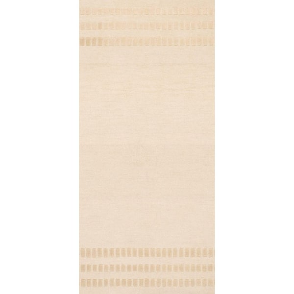 3 ft. x 8 ft. Carmeon Hamilton x Rugs Barron Solid Bohemian Wool Cream Indoor Runner Rug