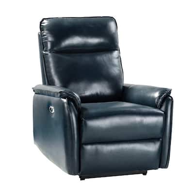 Tanis 30.2 in. Wide Navy Genuine Leather Power Recliner