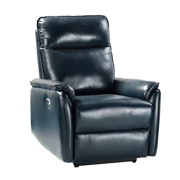 JAYDEN CREATION Tanis 30.2 in. Wide Navy Genuine Leather Power Recliner