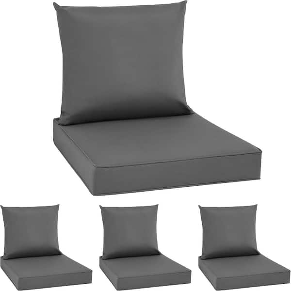 homfan Gray Water-Resistant Outdoor Chair Cushions Outdoor Deep