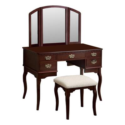 Brown Makeup Vanities Bedroom Furniture The Home Depot Makeup Vanities Bedroom Furniture, Makeup Vanity Set Dark Brown