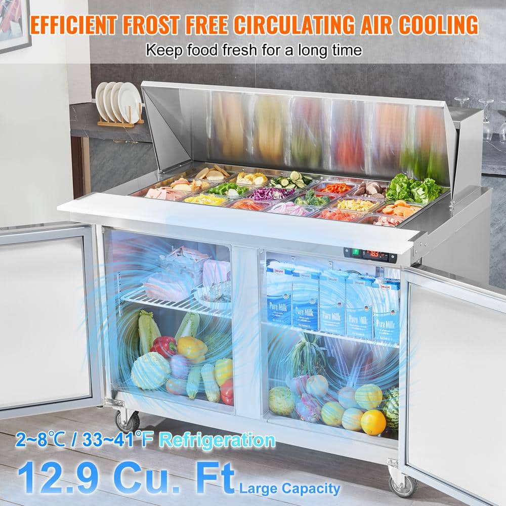 48" Stainless Steel Commercial Sandwich & Salad Prep Table