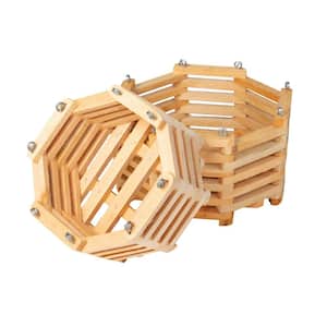 8 in. Octagon Wood Hanging Basket Twin Pack