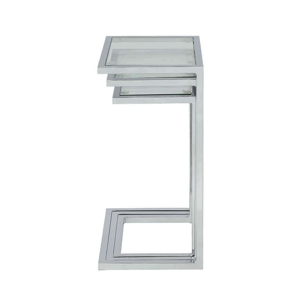 Addison Chrome and Clear Glass Nesting Table Set
