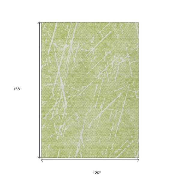 Artichoke Green, Ivory 10 ft. x 14 ft. Woven Abstract Polyester Rectangle Indoor/Outdoor Area Rug