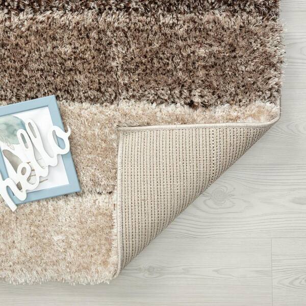 Luxe Weavers Modern Shag Geometric Area Rug, Brown 5x7