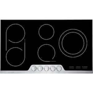 Professional 36 in. 5 Element Radiant Electric Cooktop in Stainless Steel with Bridge and Dual Ring Element