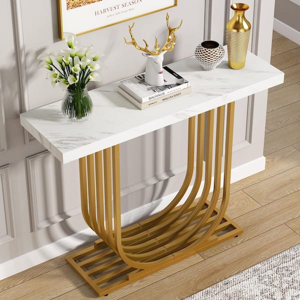 White Gold Console Table