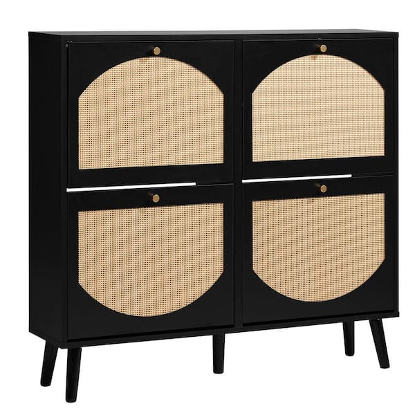 38. 58in. H x 41. 34in. W Black MDF Shoe Storage Cabinet