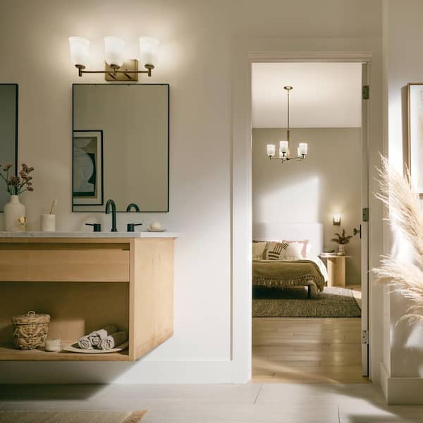 KICHLER Shailene 21 in. 3-Light Natural Brass Traditional Bathroom